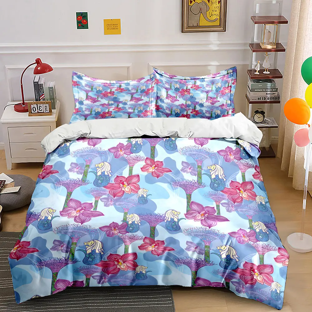 Merlion Pattern With Floral Background Bedding Set 1 Duvet Cover 2 Pillowcases for Adult and Children Luxury Gift Full Size
Merlion Pattern With Floral Background Bedding Set 1 Duvet Cover 2 Pillowcases for Adult and Children Luxury Gift Full Size