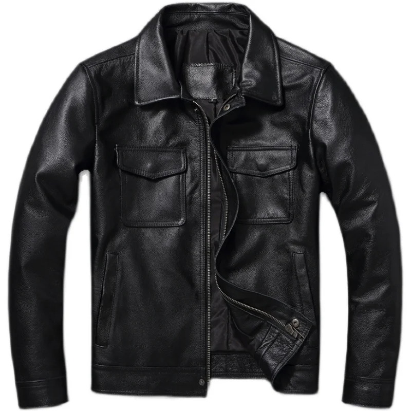 Casual Genuine Cowhide Mens Leather Jacket Slim Fitting Black Leather Jackets Male Coats Men Leather Jacket Spring Autumn
Casual Genuine Cowhide Mens Leather Jacket Slim Fitting Black Leather Jackets Male Coats Men Leather Jacket Spring Autumn