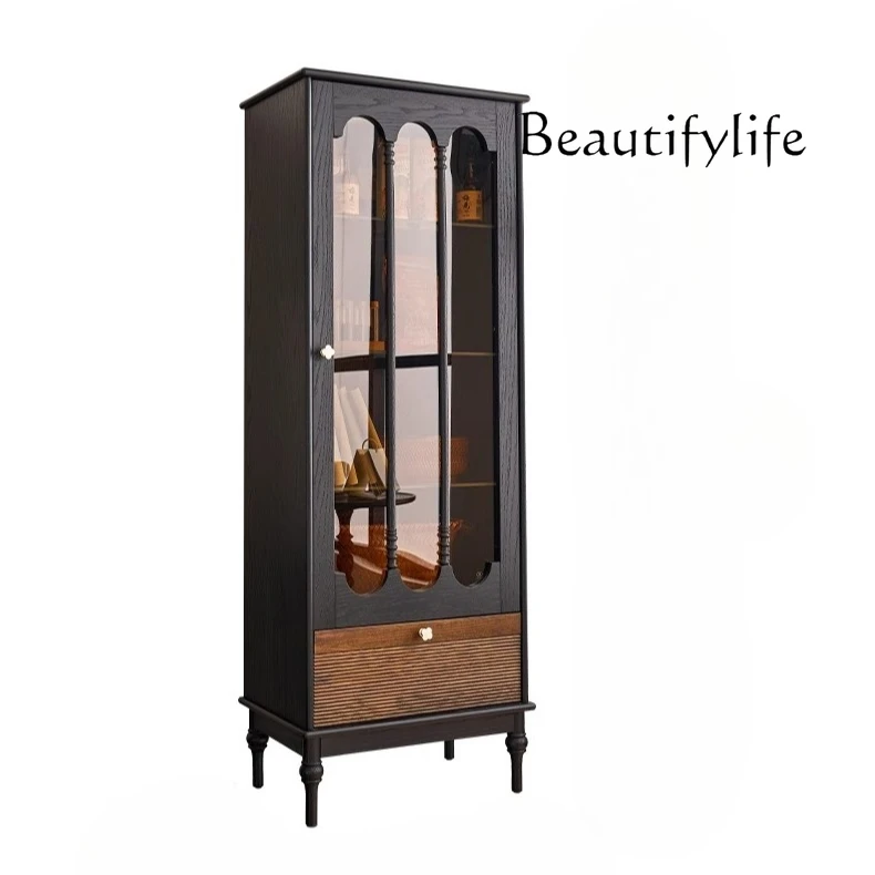 French retro all-solid wood wine cabinet living room by the wall American small TV side cabinet household glass display cabinet
French retro all-solid wood wine cabinet living room by the wall American small TV side cabinet household glass display cabinet