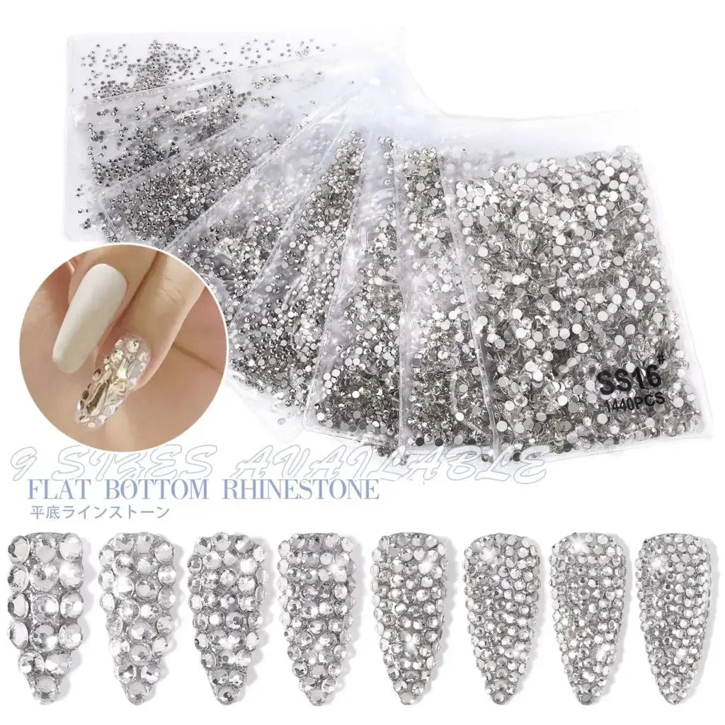 1440Pcs Clear/AB SS3-SS16 Nail Rhinestones Sparkly Glass Diamonds Round Flat-back Mini Rhinestone Nail Gems Manicure Accessories
1440Pcs Clear/AB SS3-SS16 Nail Rhinestones Sparkly Glass Diamonds Round Flat-back Mini Rhinestone Nail Gems Manicure Accessories