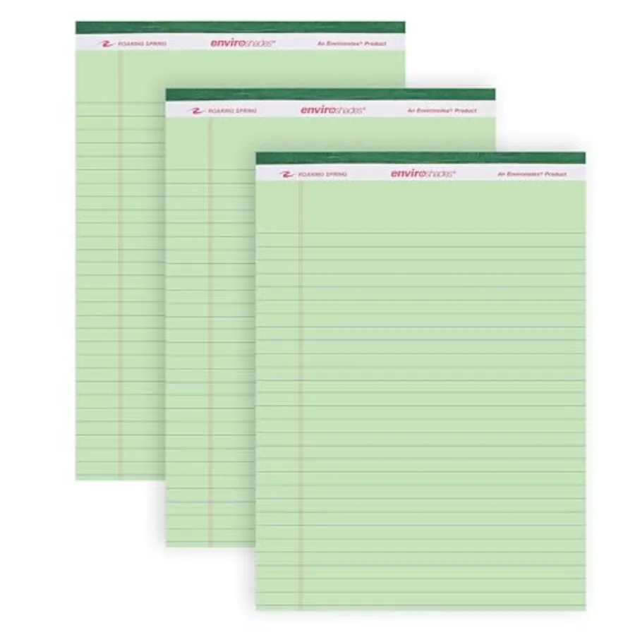 Enviroshades Green Legal Pads,,Legal Ruled Recycled Colored Writing Note Pads, 8.5" x 11", 50 Sheets, Perforated Paper, Made in
Enviroshades Green Legal Pads,,Legal Ruled Recycled Colored Writing Note Pads, 8.5" x 11", 50 Sheets, Perforated Paper, Made in