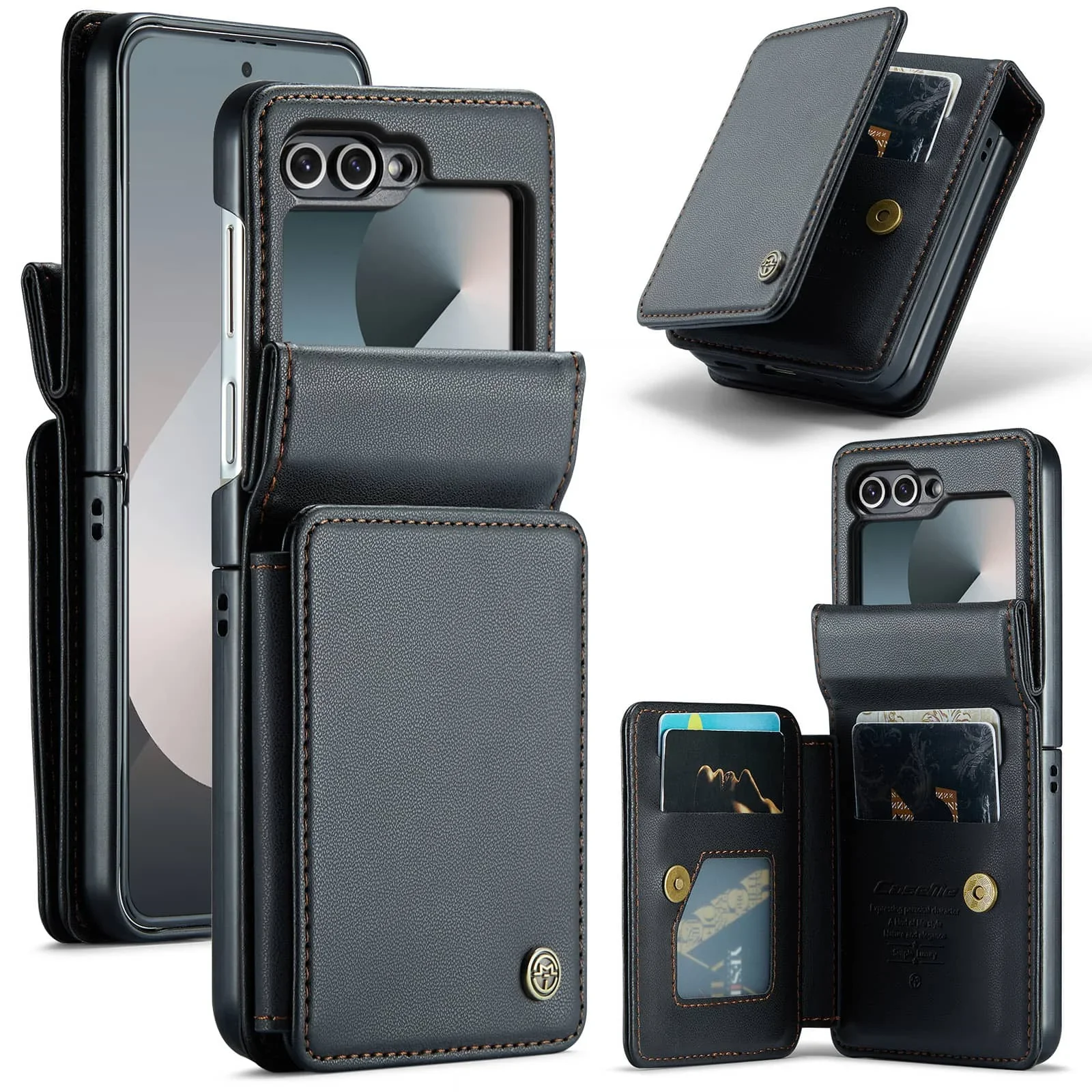 For Samsung Galaxy Z Flip 6 Case with RFID Blocking Card Holder,Durable Leather Detachable Wristlet Strap Flip Wallet Phone Case
For Samsung Galaxy Z Flip 6 Case with RFID Blocking Card Holder,Durable Leather Detachable Wristlet Strap Flip Wallet Phone Case
