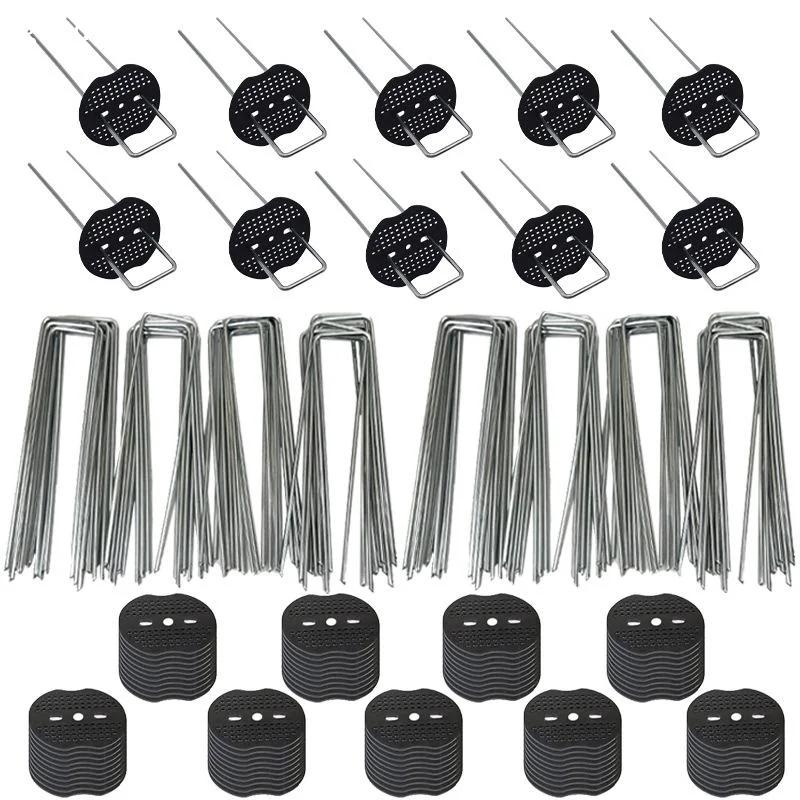U-type Garden Staples With Pads Metal Fence Tubing Stakes Galvanized Landscape Spikes For Holding Lawns Barrier Ground Nails
U-type Garden Staples With Pads Metal Fence Tubing Stakes Galvanized Landscape Spikes For Holding Lawns Barrier Ground Nails