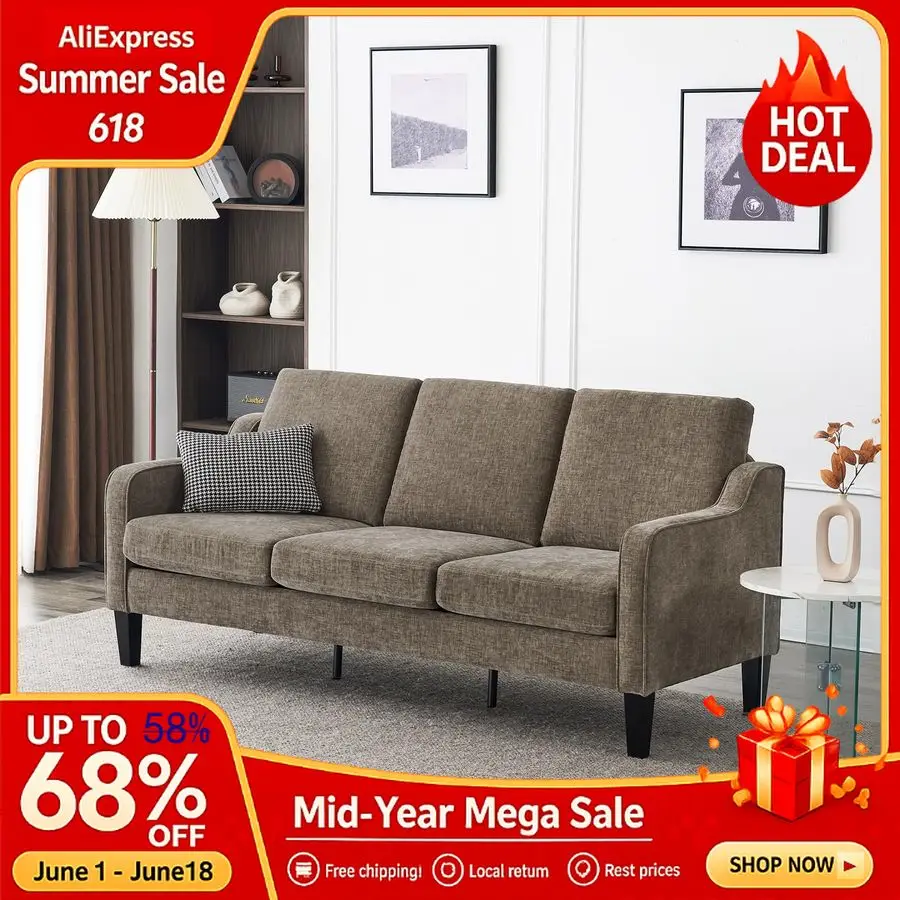 Couches for Living Room, Brown 71 Small Sofa Mid Century Modern Couches 3 Seater Comfy Couch Upholstered Soft Chenille Sofa
Couches for Living Room, Brown 71 Small Sofa Mid Century Modern Couches 3 Seater Comfy Couch Upholstered Soft Chenille Sofa