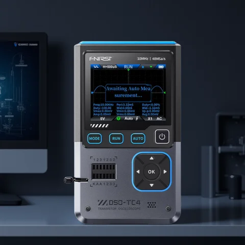 FNIRSI DSO-TC4 Digital Oscilloscope 10MHz 48Ms/s Transistor Zener Diode Tester Electronics Component Meter 13 Signals Output
