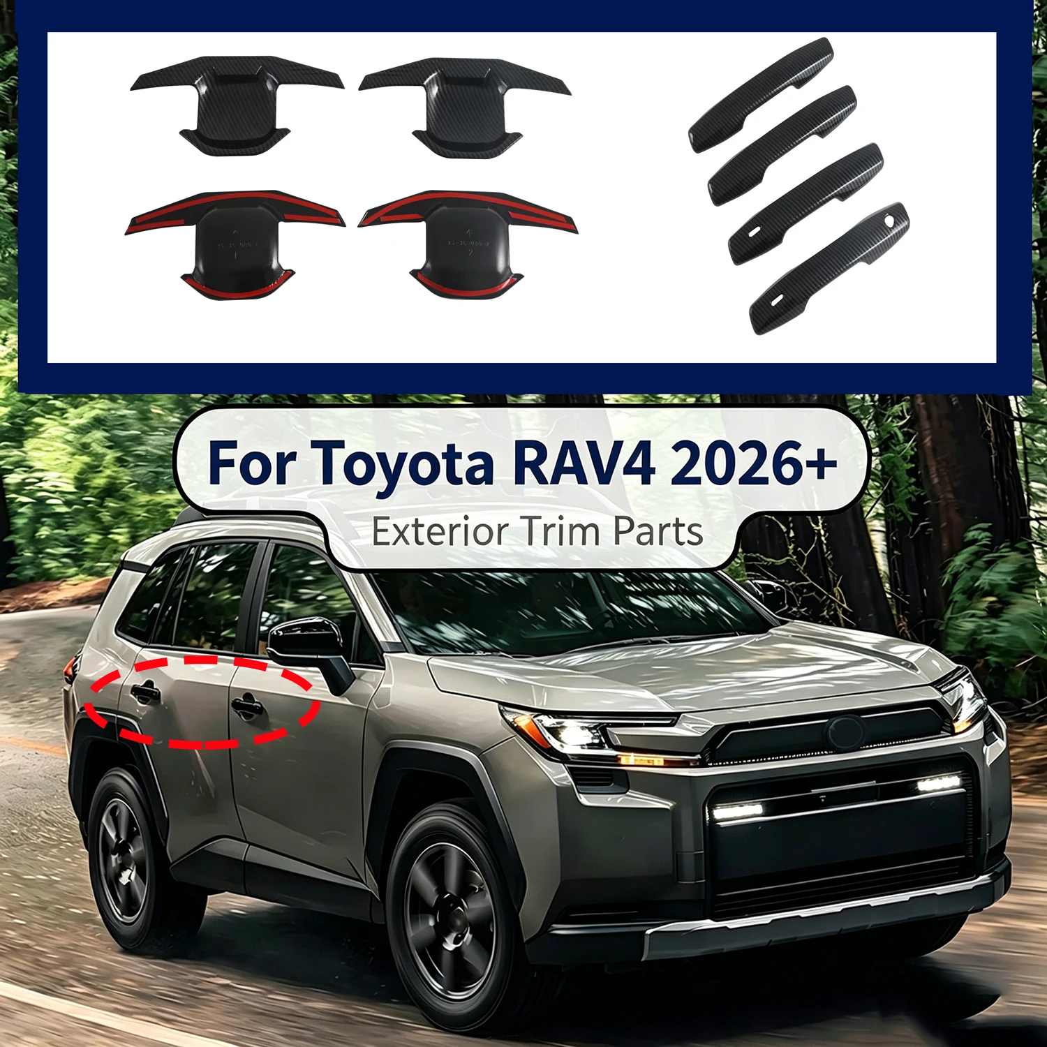 for Toyota RAV4 2026 2027 Door Handle & Handle Bowl Set Cover Trim 8pcs Anti-Scratch ABS Plastic Self-adhesive
for Toyota RAV4 2026 2027 Door Handle & Handle Bowl Set Cover Trim 8pcs Anti-Scratch ABS Plastic Self-adhesive