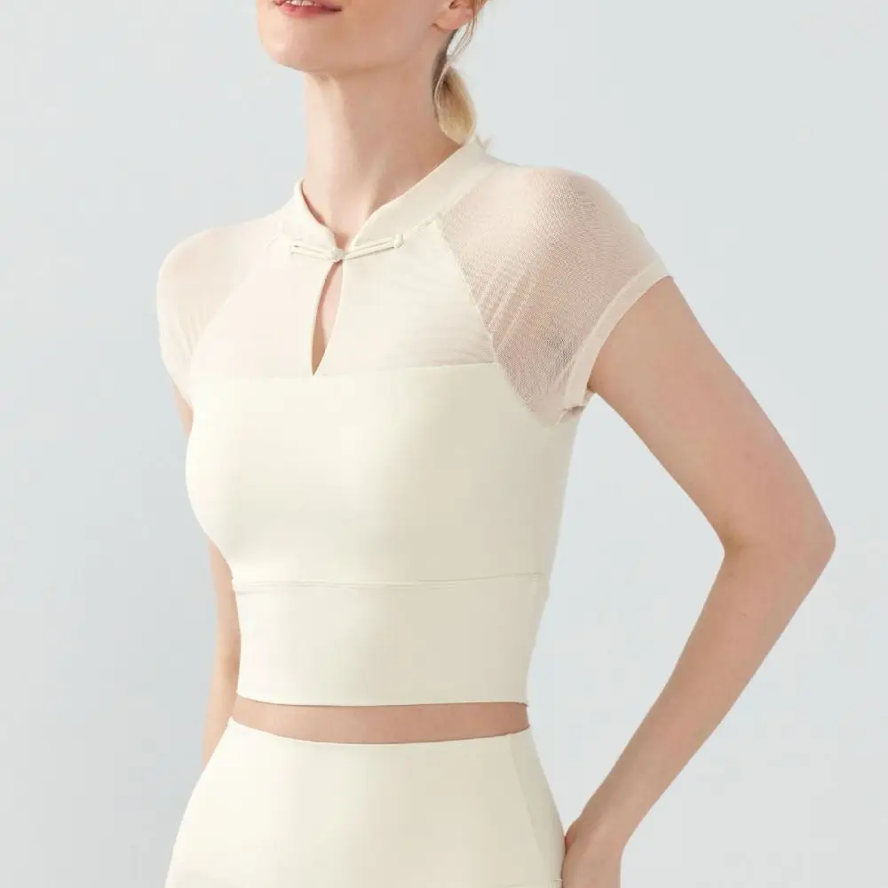 Elegant Short Sleeve Mesh Yoga Top Dial Buckle Cheongsam Sports Crop Top Patchwork Female Sportwear New Chinese Vest Daily Wear
Elegant Short Sleeve Mesh Yoga Top Dial Buckle Cheongsam Sports Crop Top Patchwork Female Sportwear New Chinese Vest Daily Wear