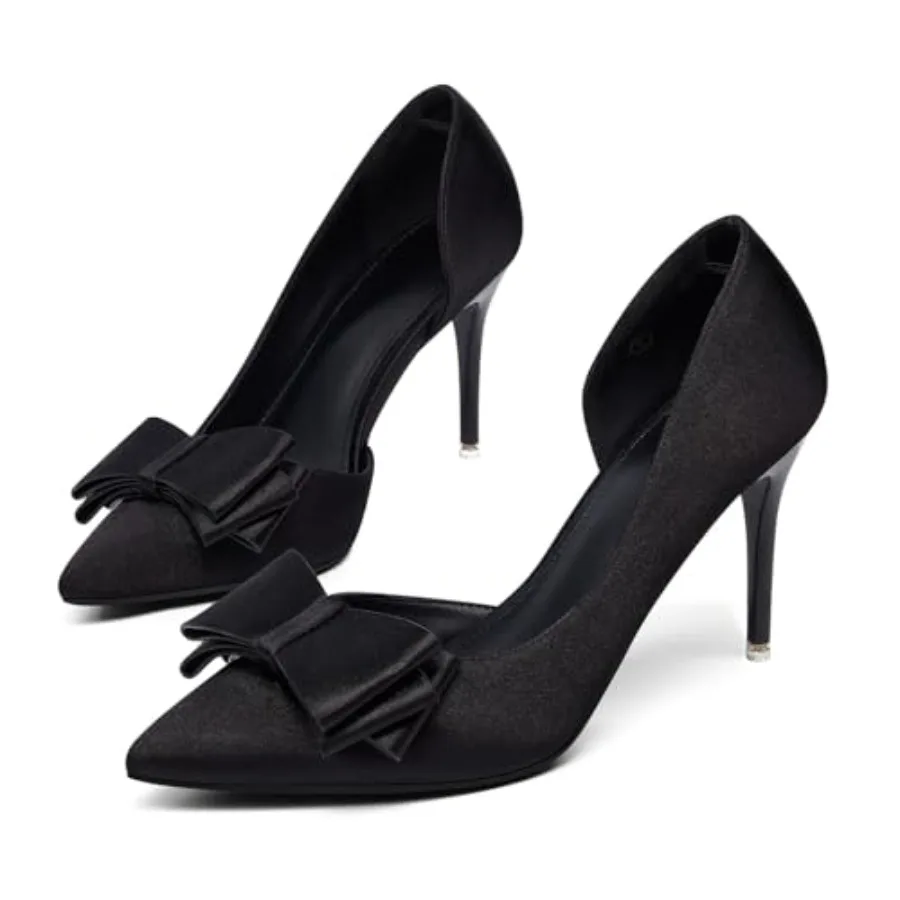 Womens Bow Heels Closed Pointed Toe Dress Shoes Stiletto Slip on Wedding Pumps
Womens Bow Heels Closed Pointed Toe Dress Shoes Stiletto Slip on Wedding Pumps