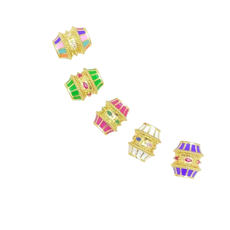 2 Pcs Color Enamel Drum Shaped Spacer Beads for DIY Bracelet Necklace Jewelry Making Supplies Copper Plated Zircon Accessories
2 Pcs Color Enamel Drum Shaped Spacer Beads for DIY Bracelet Necklace Jewelry Making Supplies Copper Plated Zircon Accessories