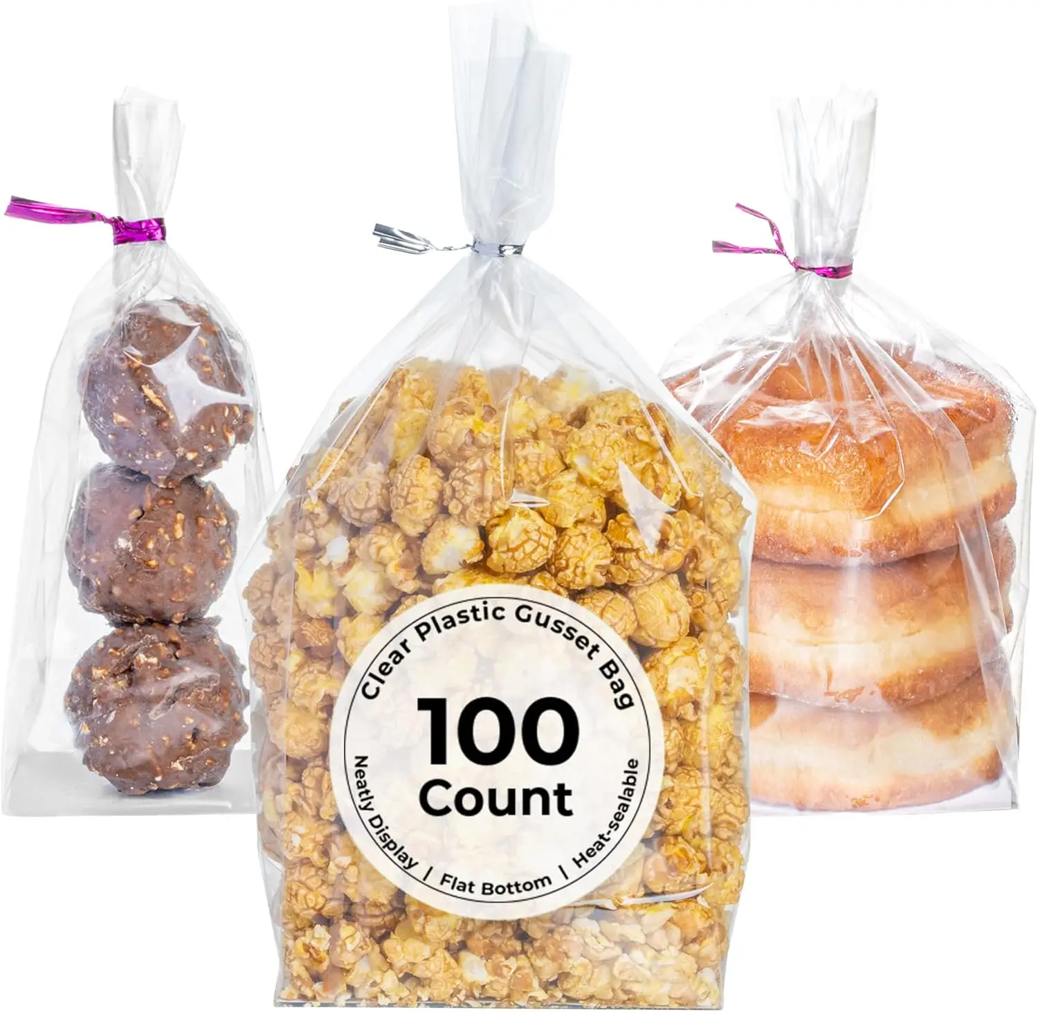 Flat Bottom Heat Seal Sandwich Bags Heat Sealable Food Bags - Gusset Bag with Paper Insert - Clear - 5 x 3 x 12 Inch - 100ct
Flat Bottom Heat Seal Sandwich Bags Heat Sealable Food Bags - Gusset Bag with Paper Insert - Clear - 5 x 3 x 12 Inch - 100ct