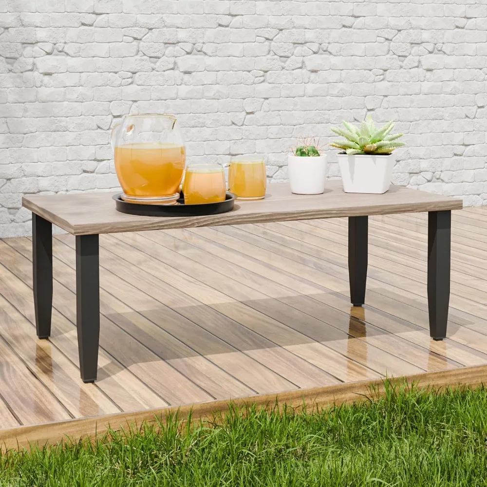 Modern Outdoor Table, Patio Coffee Table with Wood Grain Top for Deck, Porch, Balcony, Garden
Modern Outdoor Table, Patio Coffee Table with Wood Grain Top for Deck, Porch, Balcony, Garden