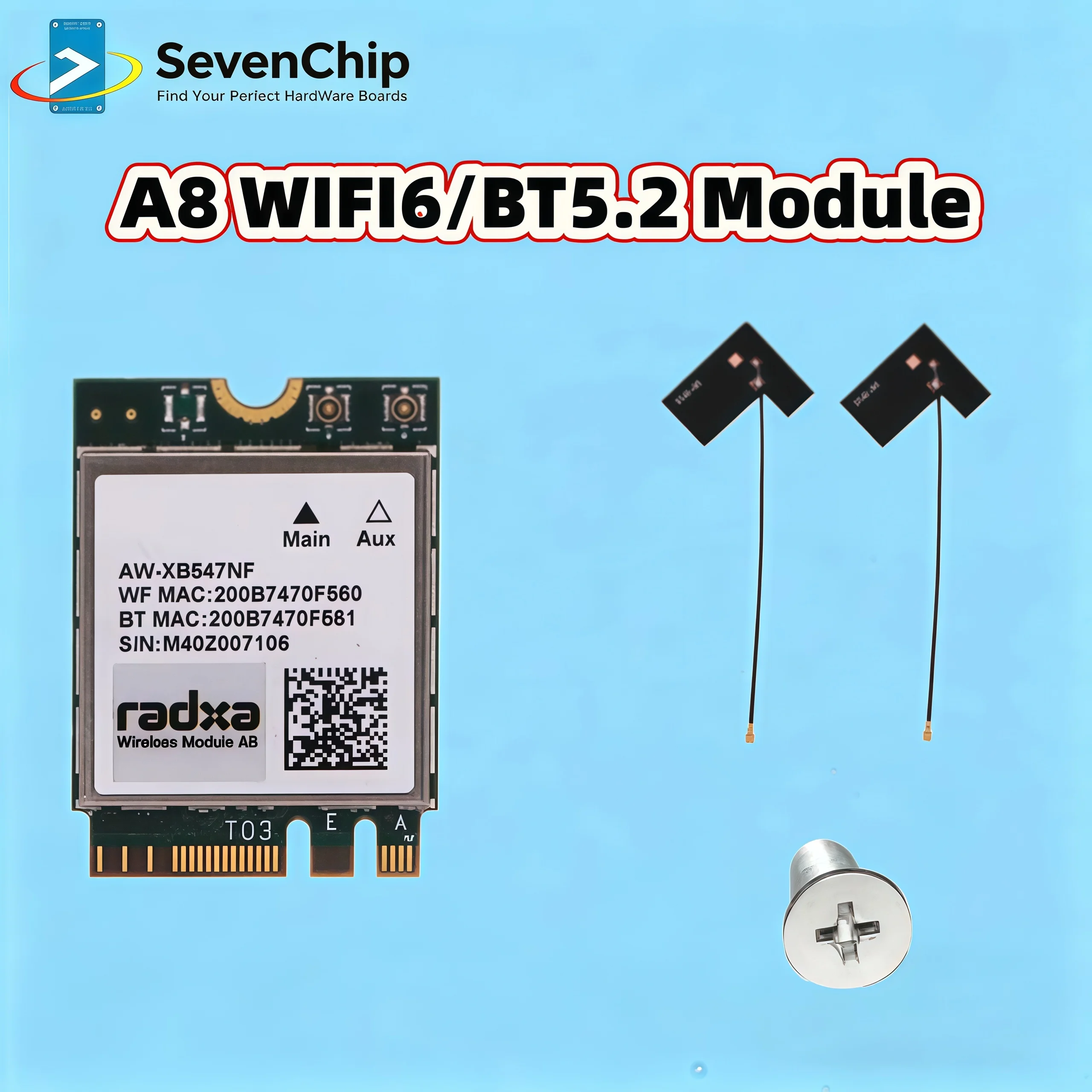 Radxa Wireless Module A8 (WiFi 6 BT5.2) Dedicated for Rock 5B / Rock 3A / Rock Pi N10
Radxa Wireless Module A8 (WiFi 6 BT5.2) Dedicated for Rock 5B / Rock 3A / Rock Pi N10