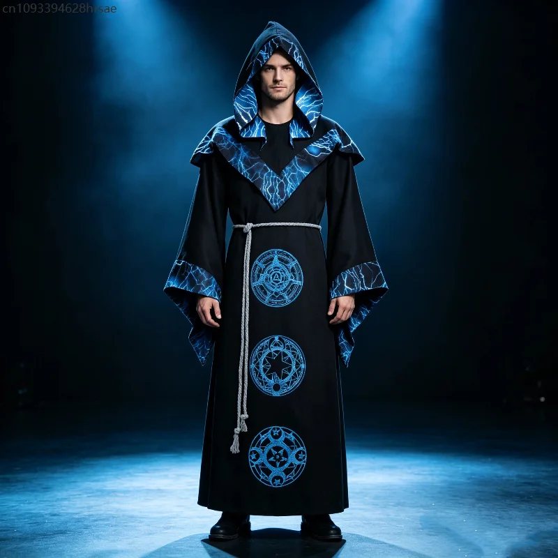 Medieval Adult Witch Cosplay Costume Dark Wizard Robe Halloween Party Unisex Gothic Hooded Cape Stage Performance Outfits
Medieval Adult Witch Cosplay Costume Dark Wizard Robe Halloween Party Unisex Gothic Hooded Cape Stage Performance Outfits
