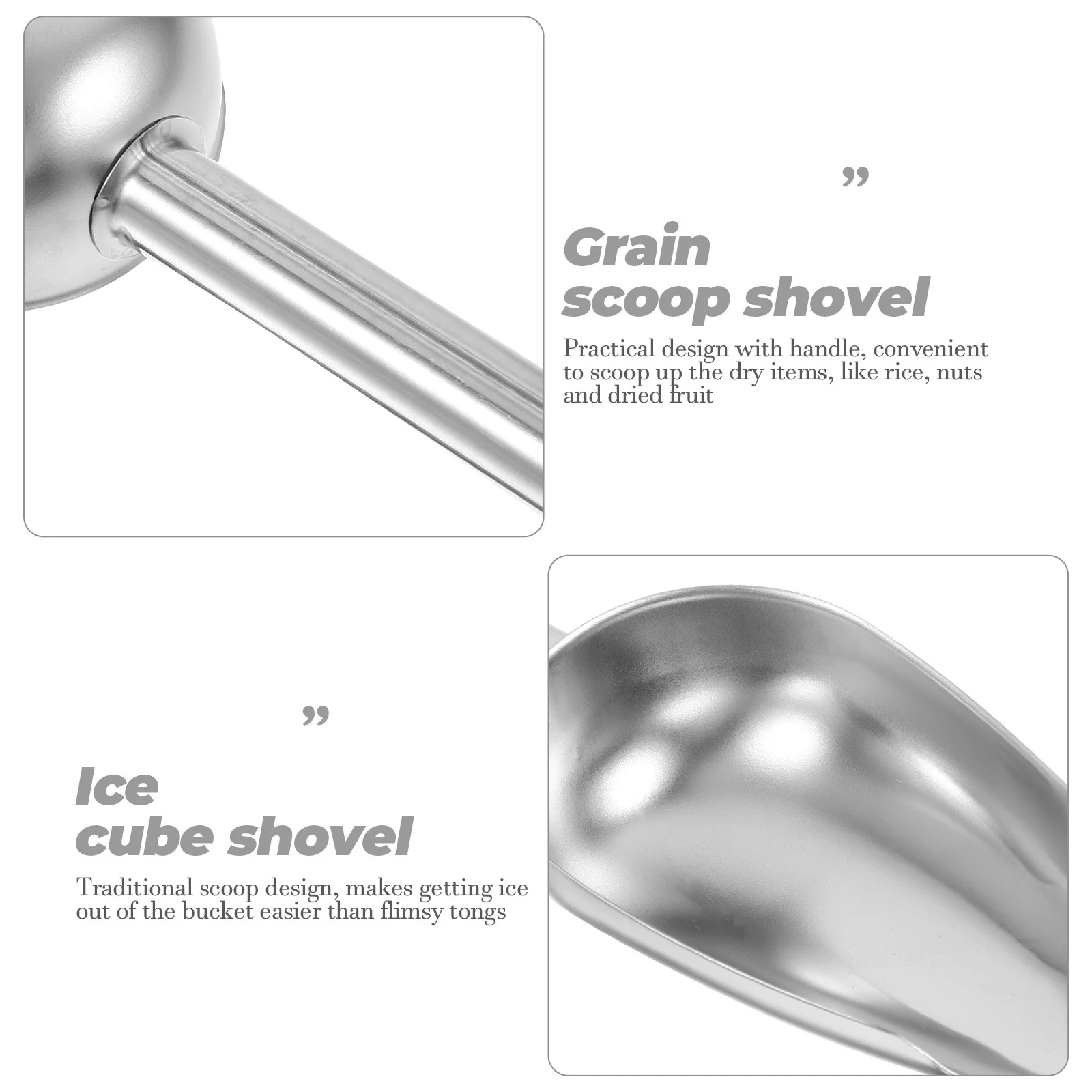 3pcs Stainless Steel Ice Cube Shovel 8 Inches Rice Scoop For Food Grain Flour Candy Beans Metal Shovel Kitchen Bar Tool
3pcs Stainless Steel Ice Cube Shovel 8 Inches Rice Scoop For Food Grain Flour Candy Beans Metal Shovel Kitchen Bar Tool