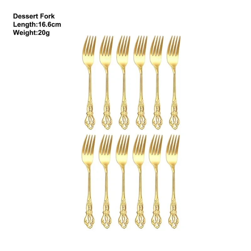 5/10 piece set of classic retro design, golden dessert fork, stainless steel fruit fork, western tableware, cake snack salad fork, mirror craft western black forkWWW
5/10 piece set of classic retro design, golden dessert fork, stainless steel fruit fork, western tableware, cake snack salad fork, mirror craft western black forkWWW