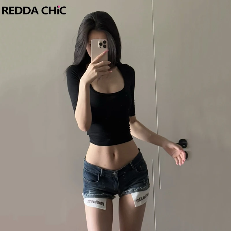ReddaChic Low Rise Women's Jean Shorts with Pockets Do Old Frayed Raw Hem Stretch Tight Denim Short Pants Hot Y2k Summer Clothes
ReddaChic Low Rise Women's Jean Shorts with Pockets Do Old Frayed Raw Hem Stretch Tight Denim Short Pants Hot Y2k Summer Clothes