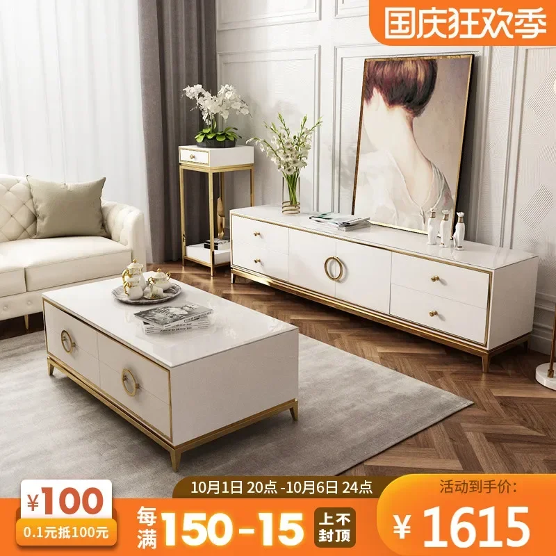 Light luxury style coffee table TV cabinet combination postmodern living room tea table baking paint small apartment
Light luxury style coffee table TV cabinet combination postmodern living room tea table baking paint small apartment