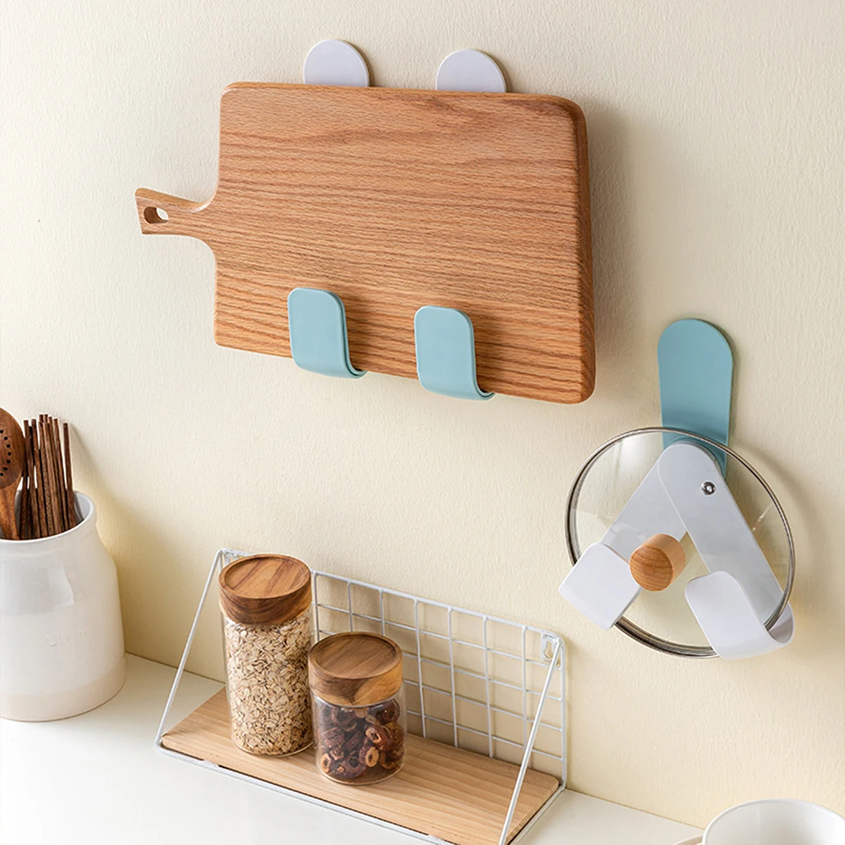 Wall-Mounted Pot Lid Holder Kitchen Storage Rack No Punching Design Multi-Functional Wall Hanging Rack For Home Use Blue
Wall-Mounted Pot Lid Holder Kitchen Storage Rack No Punching Design Multi-Functional Wall Hanging Rack For Home Use Blue