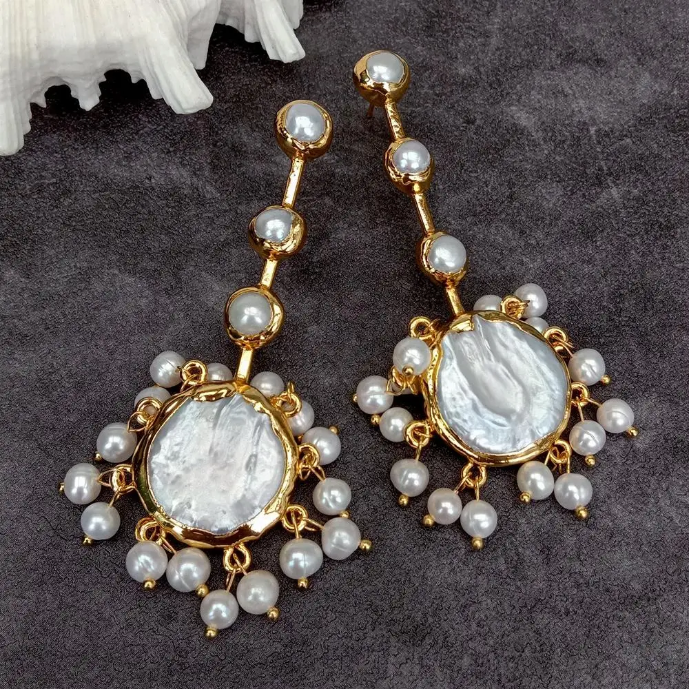 Y·YING Cultured White Coin Pearl Large Coin Pearl Earrings Fashion Jewelry
Y·YING Cultured White Coin Pearl Large Coin Pearl Earrings Fashion Jewelry