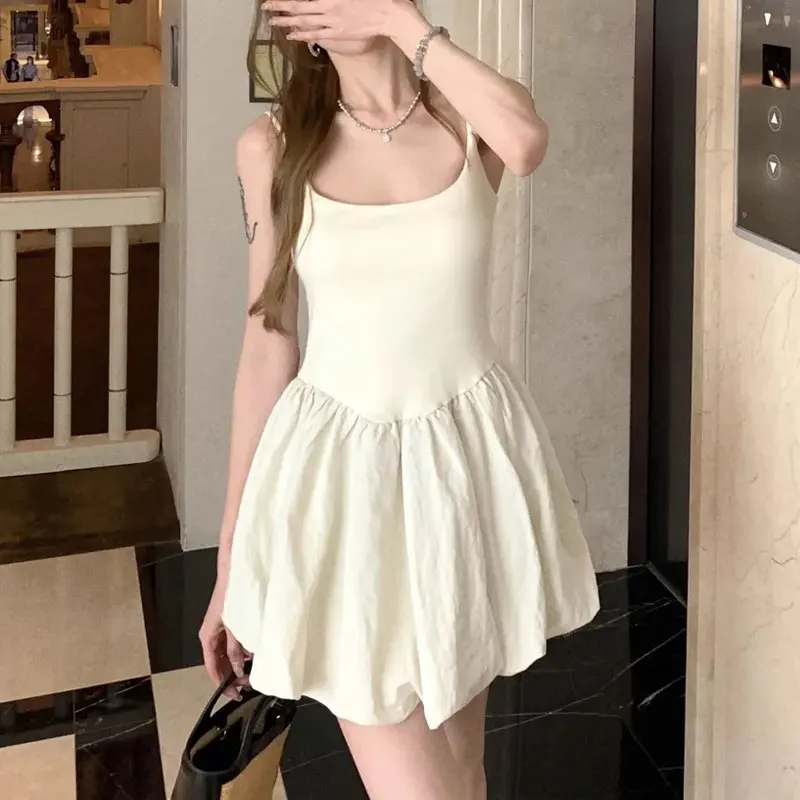 French Style Gentle Solid Color Slip Dresses Summer Aura Waist Female Clothing Basic Elegant A-Line Stylish Ball Gown Mini Dress
French Style Gentle Solid Color Slip Dresses Summer Aura Waist Female Clothing Basic Elegant A-Line Stylish Ball Gown Mini Dress