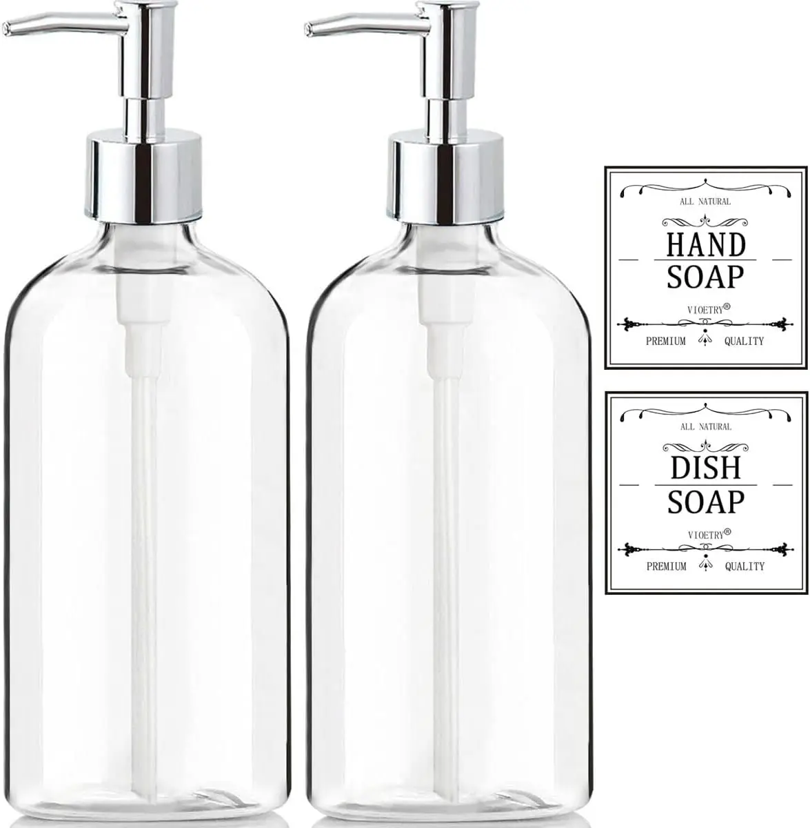 2 Pack Clear Soap Dispenser with Rust-Proof Pump, 16.9 oz, Waterproof Labels, Plastic for Kitchen Bathroom
2 Pack Clear Soap Dispenser with Rust-Proof Pump, 16.9 oz, Waterproof Labels, Plastic for Kitchen Bathroom