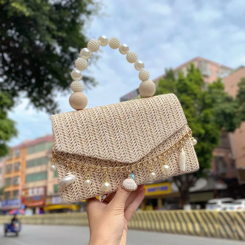 Fashion Pearl Handle Women Handbags Shell Conch Chains Straw Bags for Women Summer Travel Woven Beach Bag Shoulder Crossbody Bag
Fashion Pearl Handle Women Handbags Shell Conch Chains Straw Bags for Women Summer Travel Woven Beach Bag Shoulder Crossbody Bag
