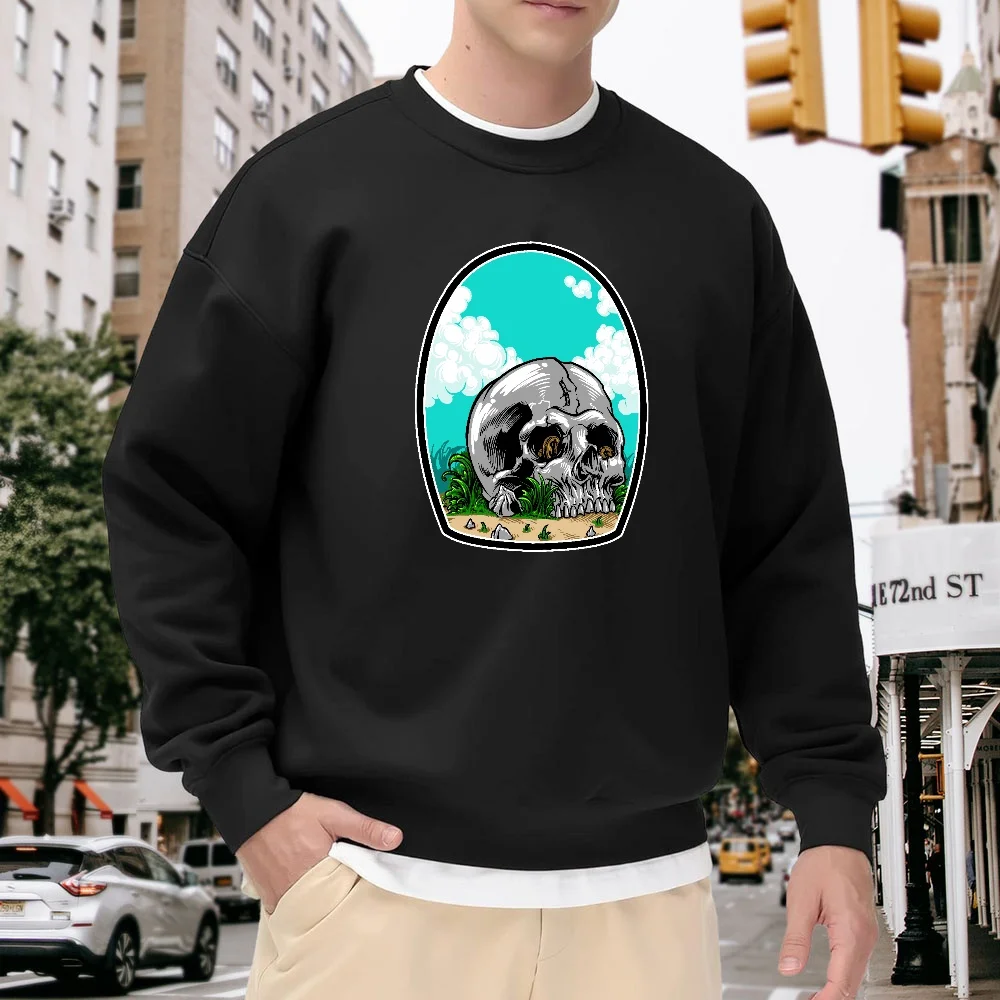 Men's Black Crew Neck Loose Sweatshirt with Skull Print, Vintage Street Style Top, Everyday Casual Versatile Style, Comfortable, Breathable, Fashionable Trendy Jacket
Men's Black Crew Neck Loose Sweatshirt with Skull Print, Vintage Street Style Top, Everyday Casual Versatile Style, Comfortable, Breathable, Fashionable Trendy Jacket