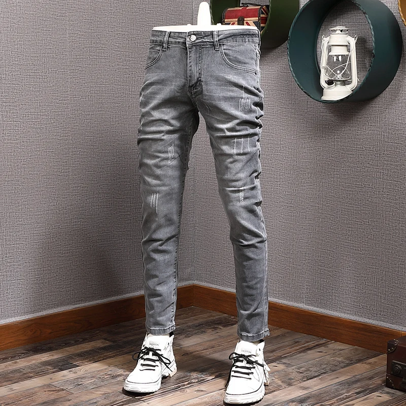 Street Fashion Men Jeans Retro Gray Elastic Slim Fit Scratch DesignerRipped Jeans Men Korean Style Casual Denim Pencil Pants
Street Fashion Men Jeans Retro Gray Elastic Slim Fit Scratch DesignerRipped Jeans Men Korean Style Casual Denim Pencil Pants