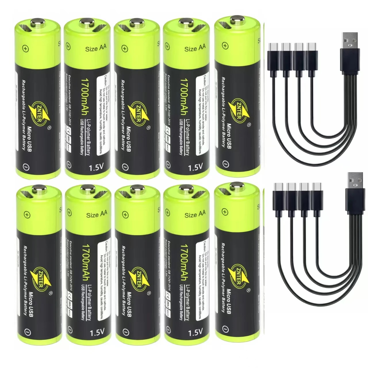 10pcs/lot ZNTER 1700mAh AA rechargeable battery USB 1.5V rechargeable lithium polymer battery mouse camera microphone battery
10pcs/lot ZNTER 1700mAh AA rechargeable battery USB 1.5V rechargeable lithium polymer battery mouse camera microphone battery