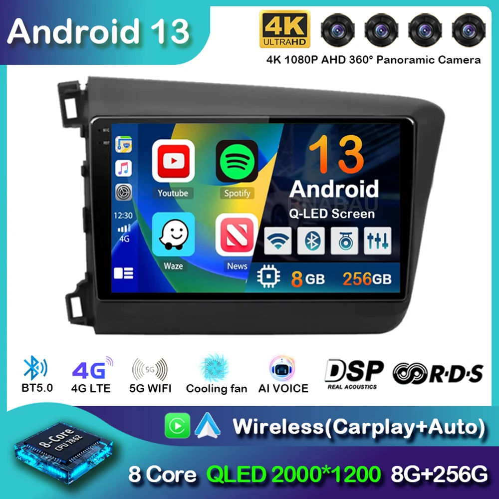 Автомагнитола Carplay, Android 13, Wi-Fi + 4G, для Honda Civic 2012, 2013, 2014, 2015, мультимедийный плеер, стерео, GPS, головное устройство, без DVD, 2Din
Автомагнитола Carplay, Android 13, Wi-Fi + 4G, для Honda Civic 2012, 2013, 2014, 2015, мультимедийный плеер, стерео, GPS, головное устройство, без DVD, 2Din