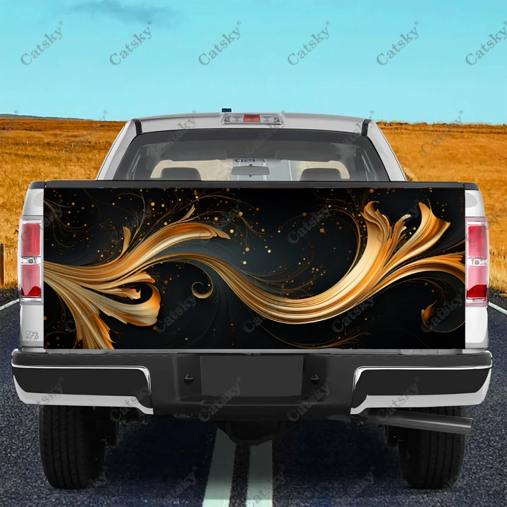 Golden Splashes Black Swirls Truck Tailgate Wrap Professional Grade Material Universal Fit for Full Size Trucks Weatherproof
Golden Splashes Black Swirls Truck Tailgate Wrap Professional Grade Material Universal Fit for Full Size Trucks Weatherproof