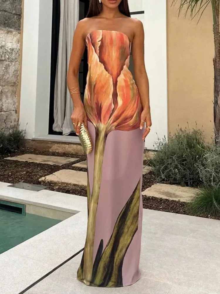 Freeacy 2024 Female Sexy Flower Printed Bodycon Dress Strapless High Waist X-shape Summer Dress Elegant Evening Dress for Women
Freeacy 2024 Female Sexy Flower Printed Bodycon Dress Strapless High Waist X-shape Summer Dress Elegant Evening Dress for Women