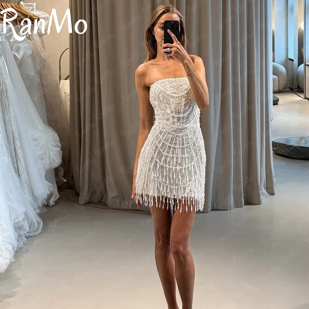 Ranmo 2025 Luxury New Beads Pearls Mini Wedding Dresses Strapless White Short Bridal Gowns Zip Prom Cocktail Dresses Customized
Ranmo 2025 Luxury New Beads Pearls Mini Wedding Dresses Strapless White Short Bridal Gowns Zip Prom Cocktail Dresses Customized