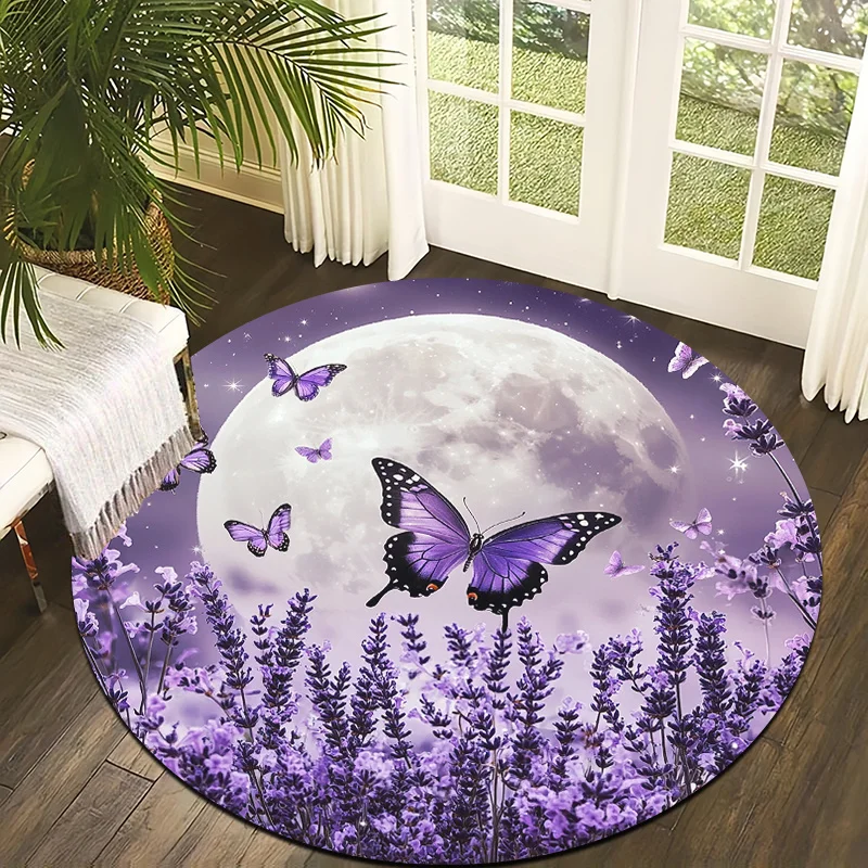 Lavender Night Theme Flannel-printed round floor mats are slip-resistant Suitable for living room bedroom terrace garden carpets
Lavender Night Theme Flannel-printed round floor mats are slip-resistant Suitable for living room bedroom terrace garden carpets