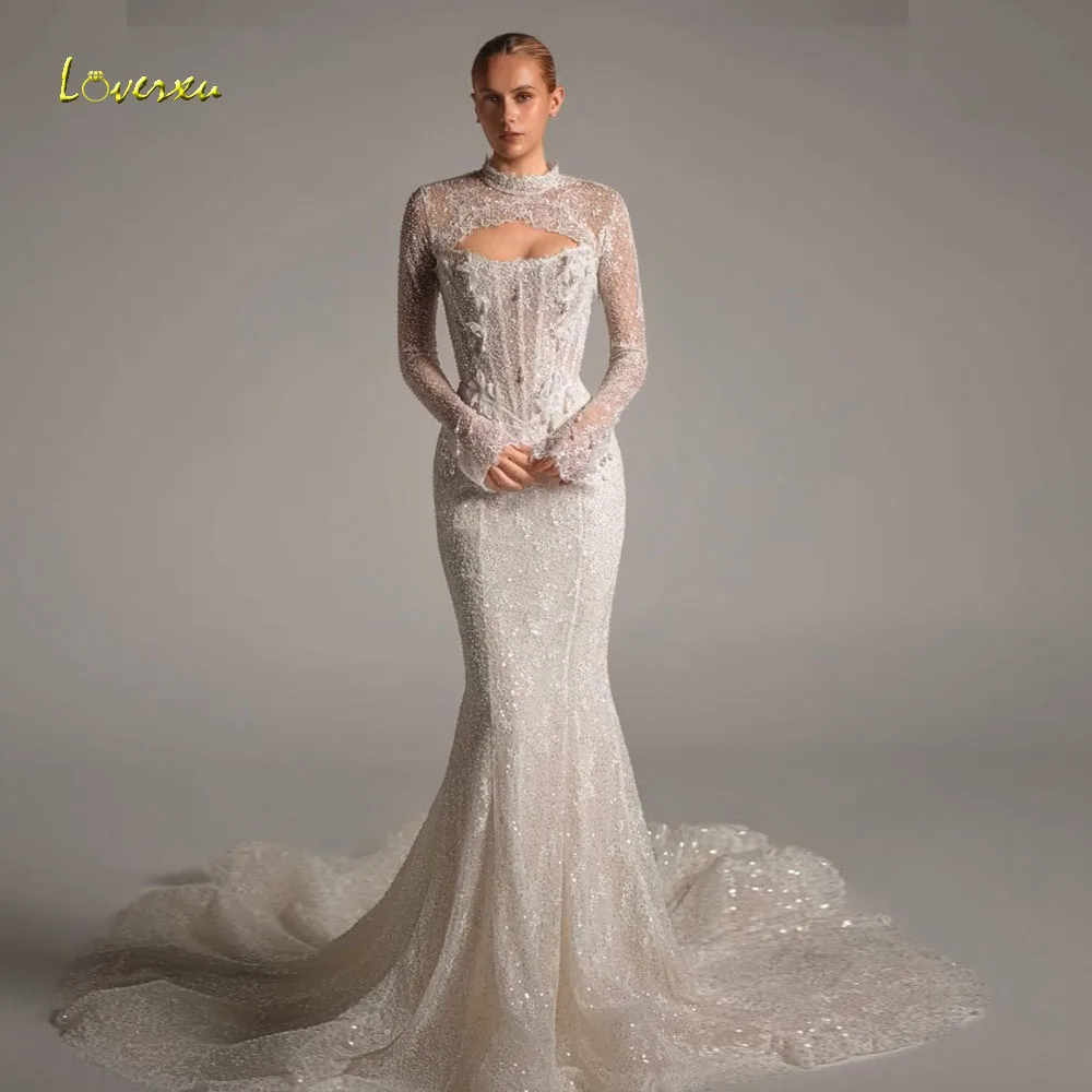 Loverxu Mermaid Sexy Wedding Dresses High Neck Long Sleeve Vestido De Novia Lace Embroidery Glitter Custom Made Bridal Gown
Loverxu Mermaid Sexy Wedding Dresses High Neck Long Sleeve Vestido De Novia Lace Embroidery Glitter Custom Made Bridal Gown