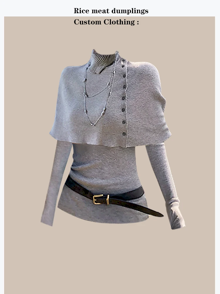 Autumn Winter High Neck Woolen Knitted Sweater Set with Shawl Cowl Neck Lazy Style Fashionable Top for Women Breathable Long ...
Autumn Winter High Neck Woolen Knitted Sweater Set with Shawl Cowl Neck Lazy Style Fashionable Top for Women Breathable Long ...