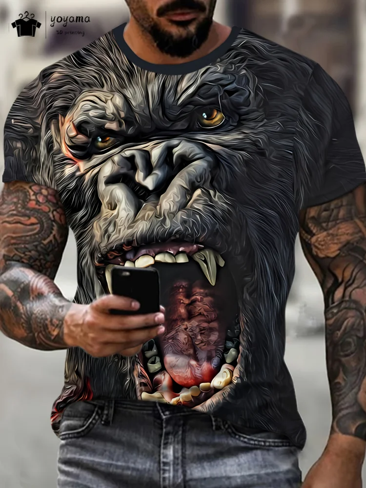 Fashion Animal Print Men's T-Shirt Summer Outdoor Men's Short Sleeved Tee Round Neck Men's Top Casual Oversized Men's Clothing
Fashion Animal Print Men's T-Shirt Summer Outdoor Men's Short Sleeved Tee Round Neck Men's Top Casual Oversized Men's Clothing