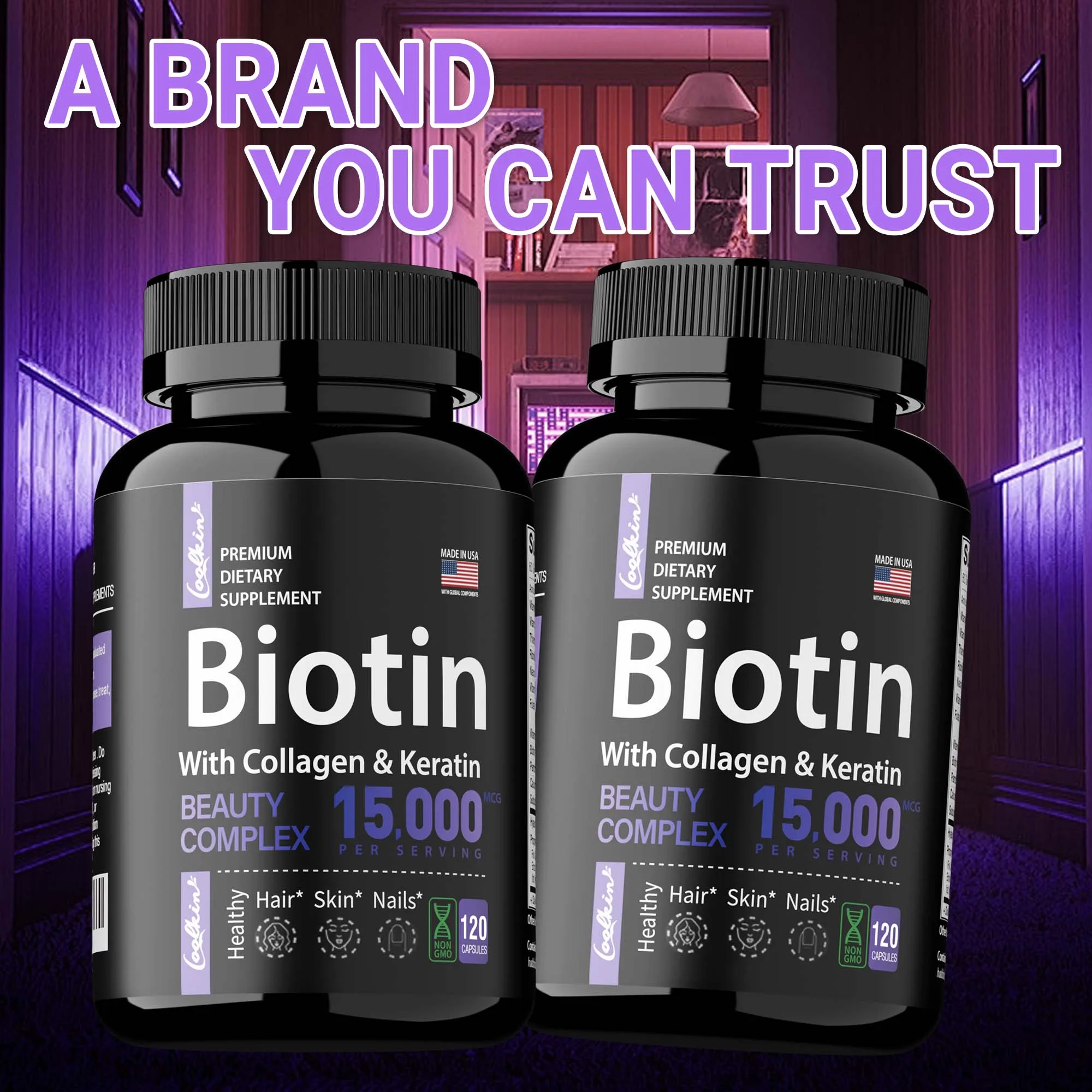 Biotin Collagen Capsules - Hair Growth, Improves Dry Hair, Skin Beauty Care, Nail Health, Boosts Immunity, Calcium Absorption
Biotin Collagen Capsules - Hair Growth, Improves Dry Hair, Skin Beauty Care, Nail Health, Boosts Immunity, Calcium Absorption