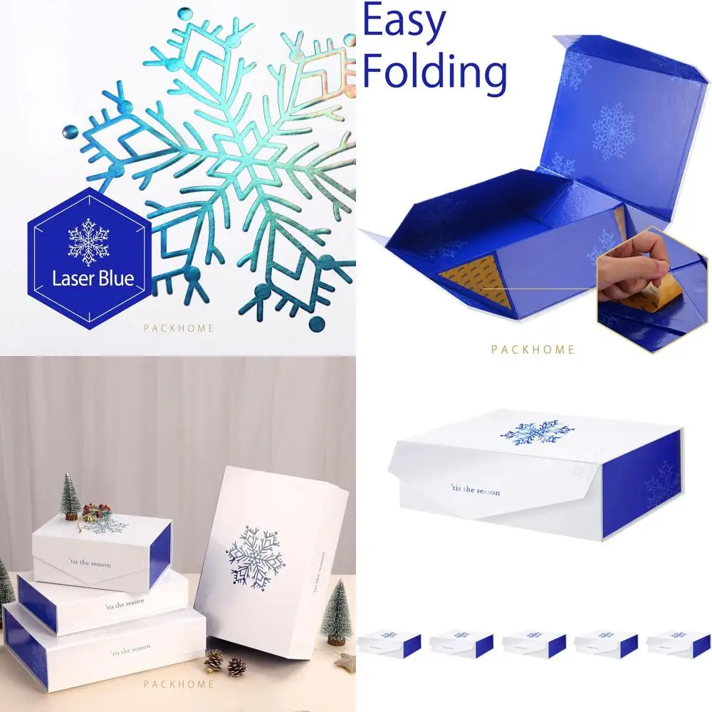 6 упаковок больших рождественских подарочных коробок с крышками, 13,5x9x4,1 дюйма, прочные складные коробки, магнитная застежка, синяя снежинка Дези
6 упаковок больших рождественских подарочных коробок с крышками, 13,5x9x4,1 дюйма, прочные складные коробки, магнитная застежка, синяя снежинка Дези