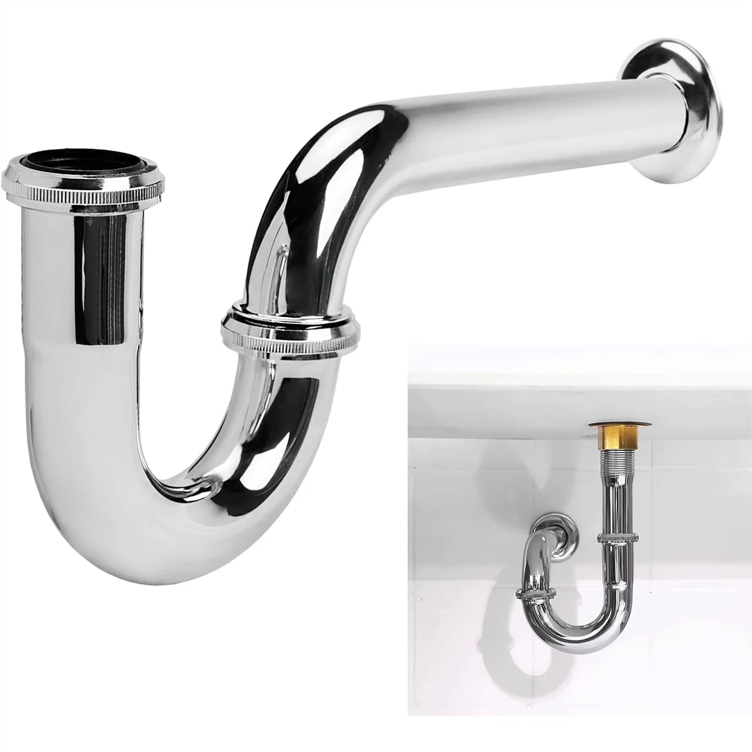 Stainless Steel P-Trap for Bathroom Sink - 1 1/4 Inch Chrome Finish with Reducing Washer
Stainless Steel P-Trap for Bathroom Sink - 1 1/4 Inch Chrome Finish with Reducing Washer
