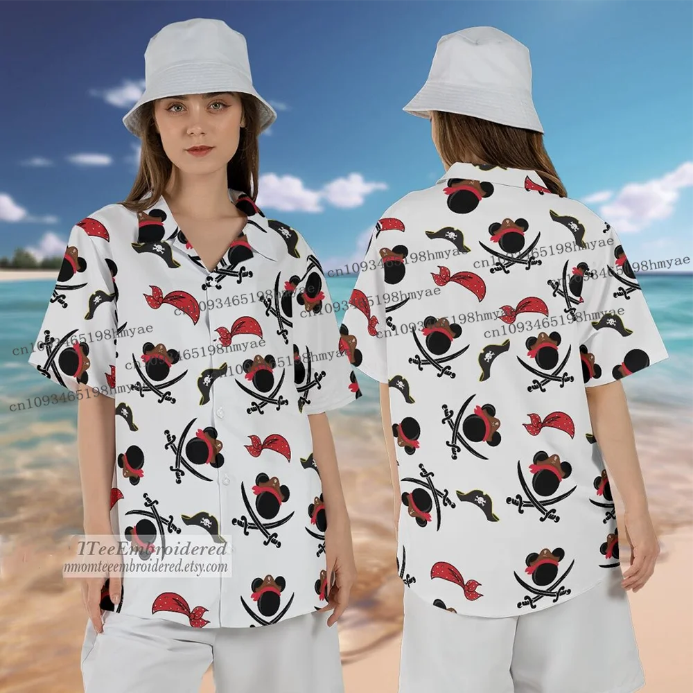 Summer Women Fashion Short-sleeved Shirts Disney Mickey Cruise Pirate Shirt Hawaiian Surfing Kit Casual Vacation Beach Shirt 
Summer Women Fashion Short-sleeved Shirts Disney Mickey Cruise Pirate Shirt Hawaiian Surfing Kit Casual Vacation Beach Shirt
