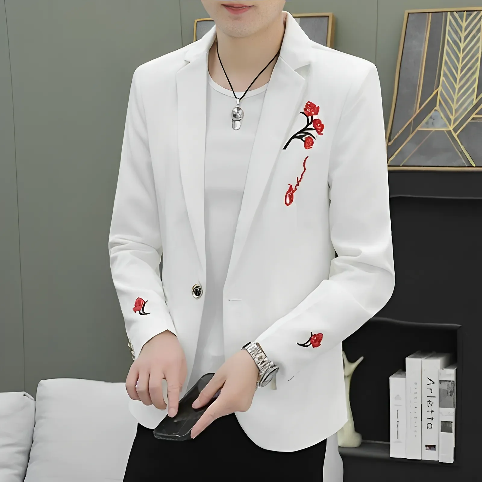 Мужской осенний костюм с вышивкой, приталенный, модный, стильный, для ночного клуба, молодежный пиджак, верхняя одежда, модный городской стиль, длинный...
Мужской осенний костюм с вышивкой, приталенный, модный, стильный, для ночного клуба, молодежный пиджак, верхняя одежда, модный городской стиль, длинный...