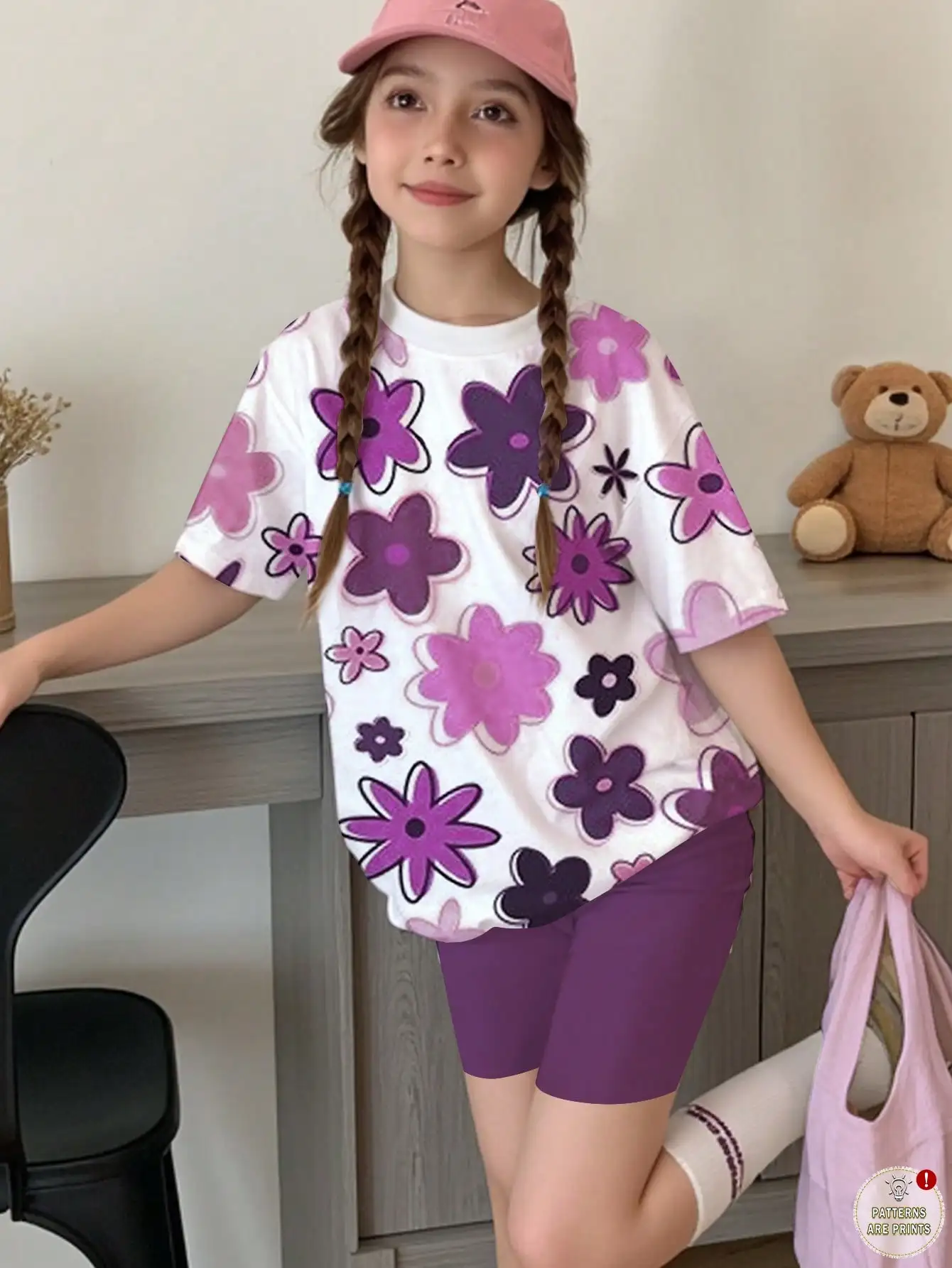 2Pcs Girls Summer Outfit Floral Print Short Sleeve T Shirt Solid Color Shorts Round Neck Casual Suits Soft Skin Friendly Clothing For Vacation Daily Outdoor Wear Kids Fashion Apparel
2Pcs Girls Summer Outfit Floral Print Short Sleeve T Shirt Solid Color Shorts Round Neck Casual Suits Soft Skin Friendly Clothing For Vacation Daily Outdoor Wear Kids Fashion Apparel