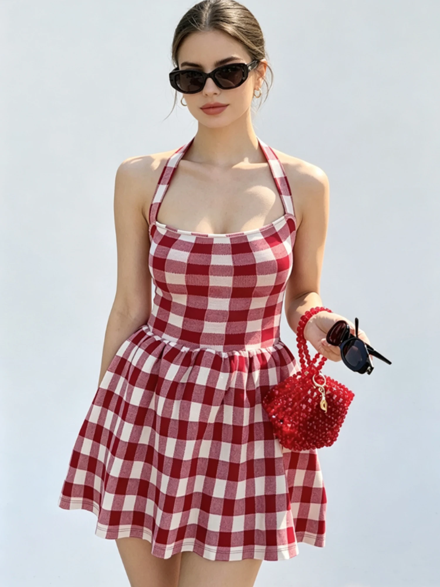 Women's Red Plaid Halter Strapless Mini Dress Y2k Vintage Birthday Party Dress French Off Shoulder A-line Pleated Dress Summer
Women's Red Plaid Halter Strapless Mini Dress Y2k Vintage Birthday Party Dress French Off Shoulder A-line Pleated Dress Summer