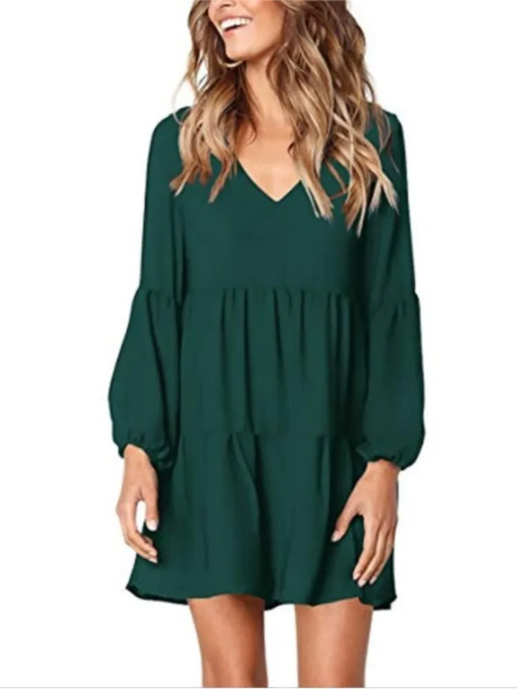 New Summer Women's V-neck Long-sleeved Polka Dot Ruffle Temperament Dress Fashionable Casual Loose Long-sleeved Short Dress
New Summer Women's V-neck Long-sleeved Polka Dot Ruffle Temperament Dress Fashionable Casual Loose Long-sleeved Short Dress