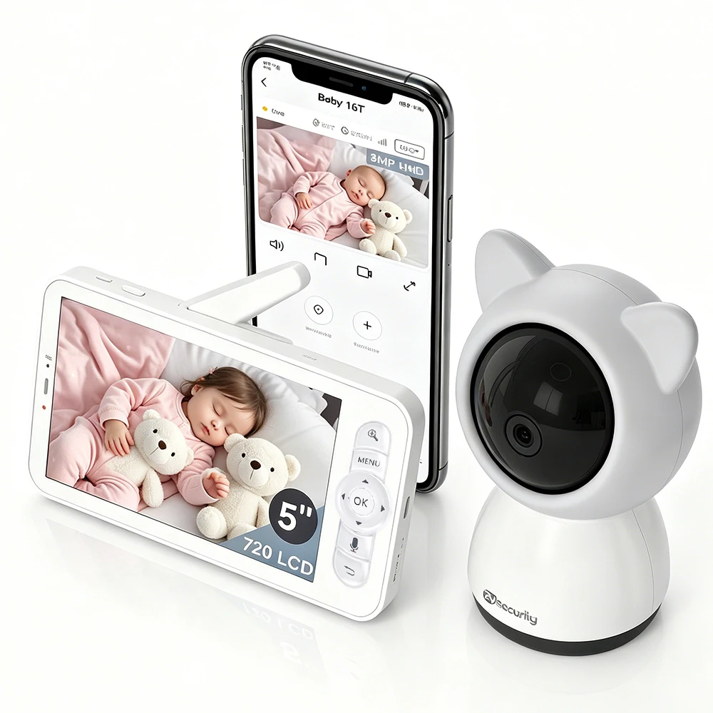 5 Inch WiFi Baby Monitor App & Screen Dual Control 2-Way Talk Night Vision PTZ Camera Video Recording Playback Smart Baby Camera
5 Inch WiFi Baby Monitor App & Screen Dual Control 2-Way Talk Night Vision PTZ Camera Video Recording Playback Smart Baby Camera