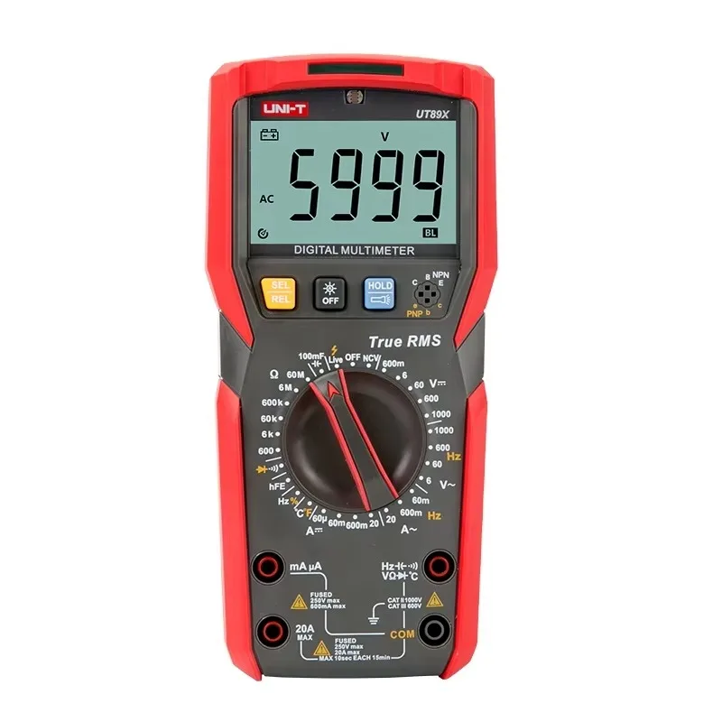 UT89X UT89XD Professional Digital Multimeter True RMS NCV 20A Current AC DC Voltmeter Capacitance Resistance Smart Tester
UT89X UT89XD Professional Digital Multimeter True RMS NCV 20A Current AC DC Voltmeter Capacitance Resistance Smart Tester