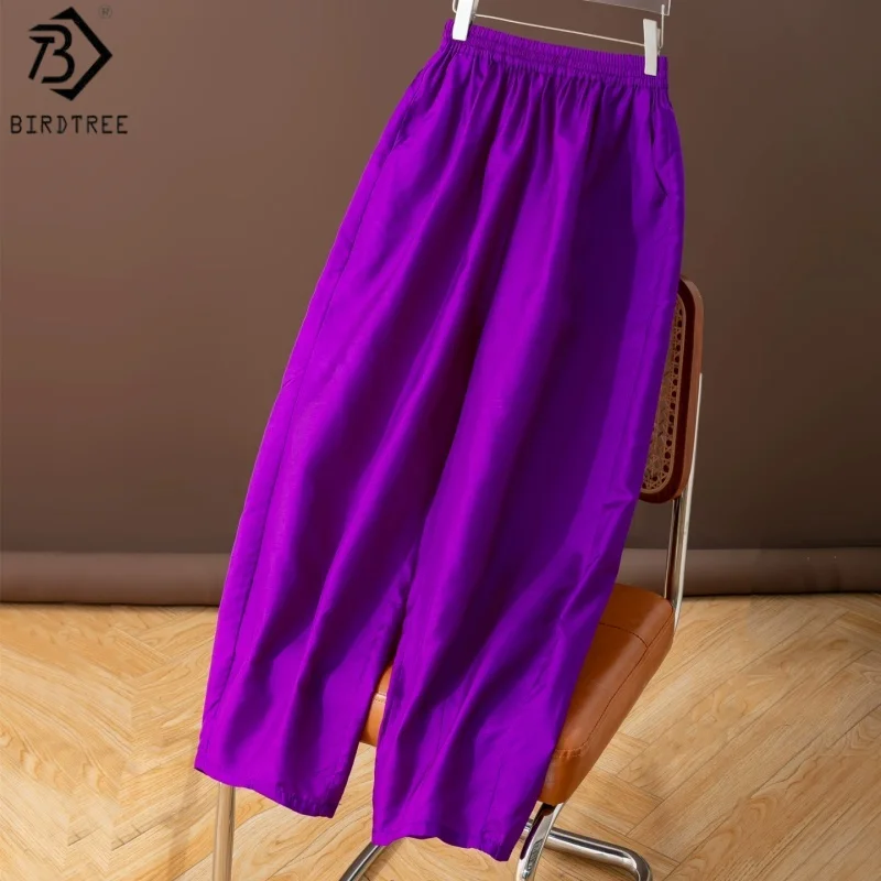 Birdtree, 100% Real Silk Purple Pants, With Pocket, Women's Dupioni Silk Harem Trousers, Elastic Waist, 2026 Summer New P65416JF
Birdtree, 100% Real Silk Purple Pants, With Pocket, Women's Dupioni Silk Harem Trousers, Elastic Waist, 2026 Summer New P65416JF