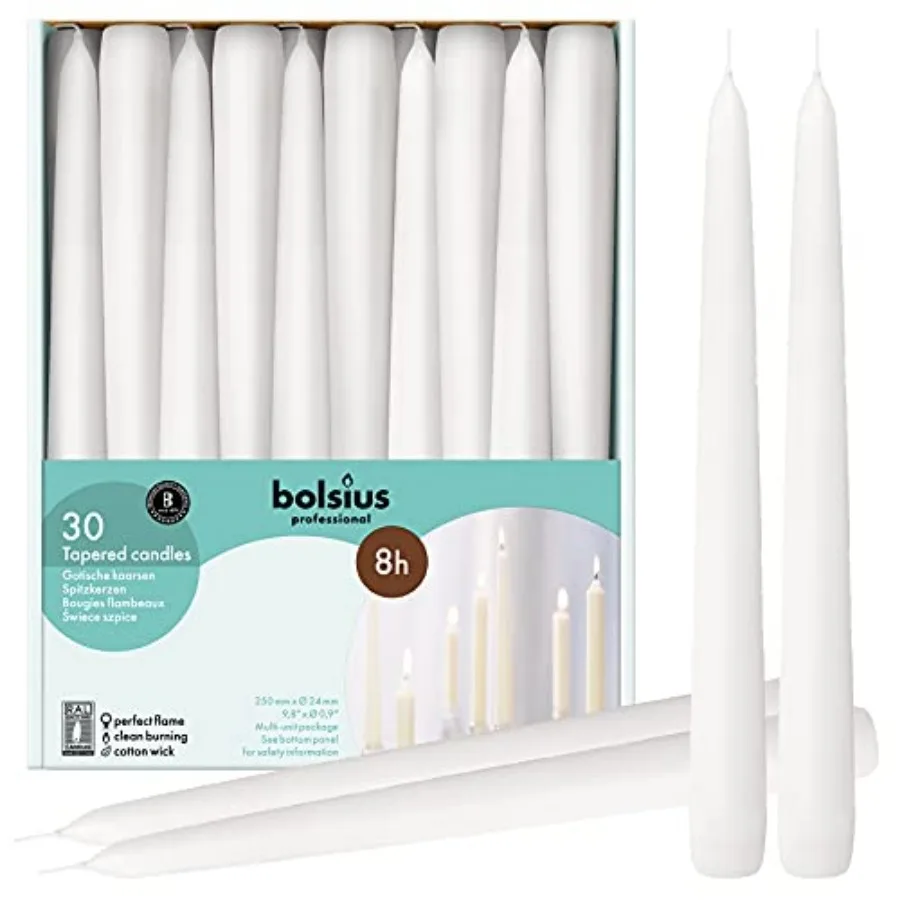 Long White Taper Candles - Bulk Pack of - 10-inch Unscented Household Candlesticks - Premium European Quality Wax - 8 Hour Long
Long White Taper Candles - Bulk Pack of - 10-inch Unscented Household Candlesticks - Premium European Quality Wax - 8 Hour Long