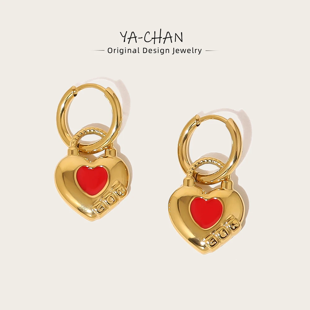 YACHAN Trendy 18K Gold Plated Stainless Steel Hoop Earrings for Women Red Enamel Heart Exquisite Chic Cute Jewelry
YACHAN Trendy 18K Gold Plated Stainless Steel Hoop Earrings for Women Red Enamel Heart Exquisite Chic Cute Jewelry